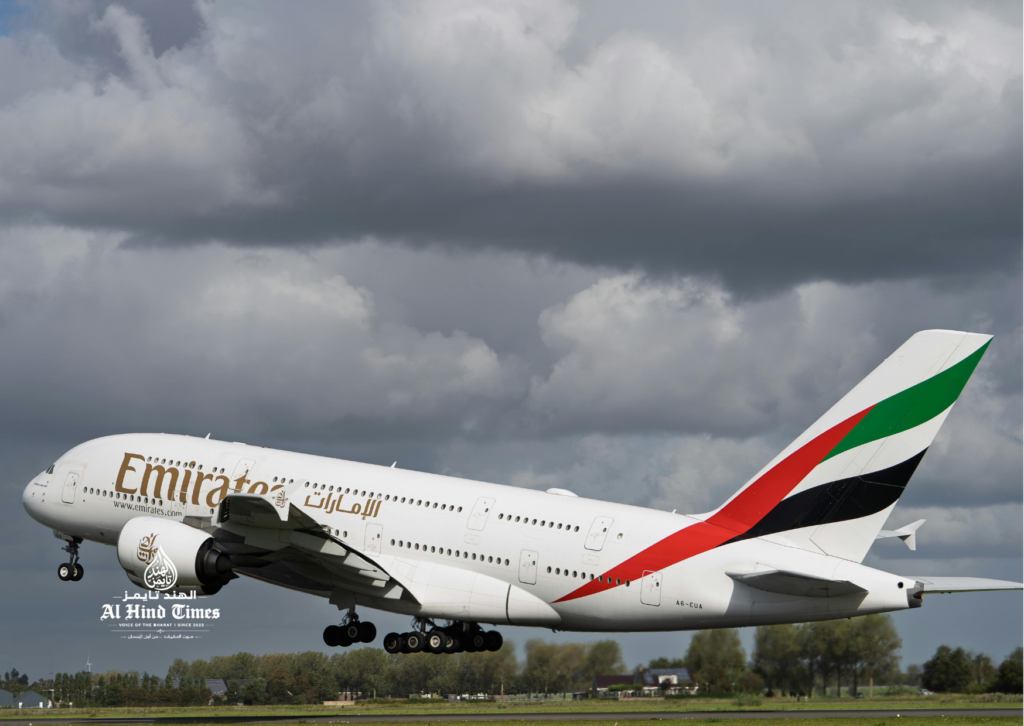 Emirates aircraft promoting India to Dubai summer flight deals for 2026 travellers
