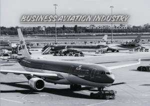 Business aviation industry with private jets at an executive airport