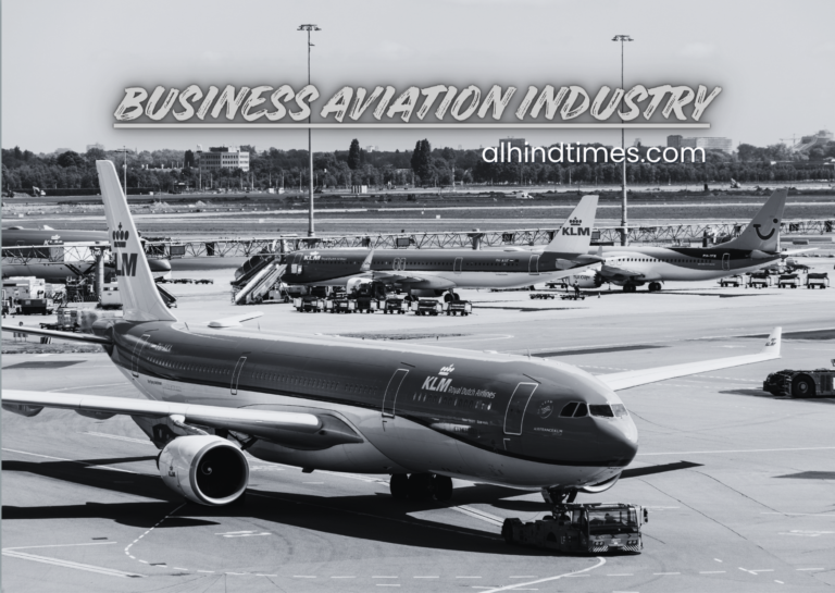 Business aviation industry with private jets at an executive airport