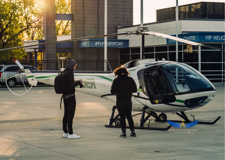Executive helicopter prepared for corporate travel and business aviation operations