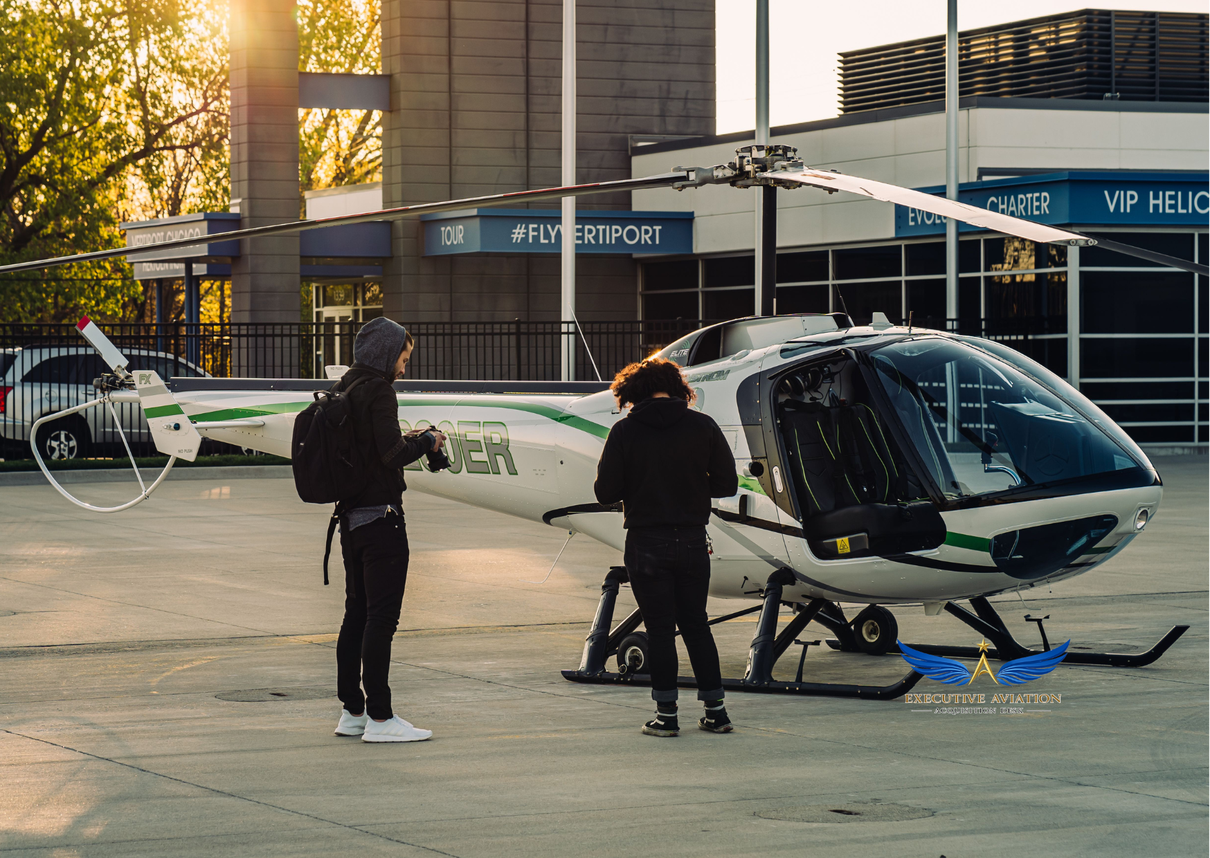 Executive helicopter prepared for corporate travel and business aviation operations