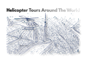 Luxury helicopter tour flying above famous landmarks during a scenic sightseeing experience