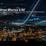 Flags of Iran and the United Arab Emirates with Middle East geopolitical tensions in the background