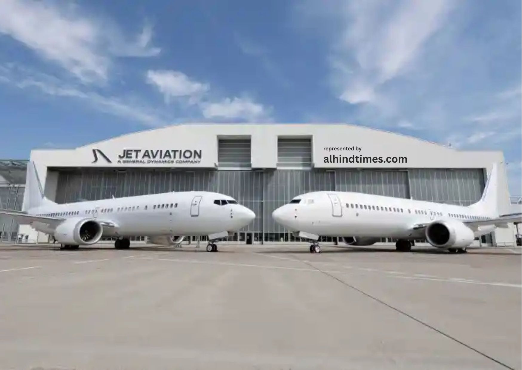 Jet Aviation business jet parked at a modern executive airport showcasing premium private aviation services and aircraft management.