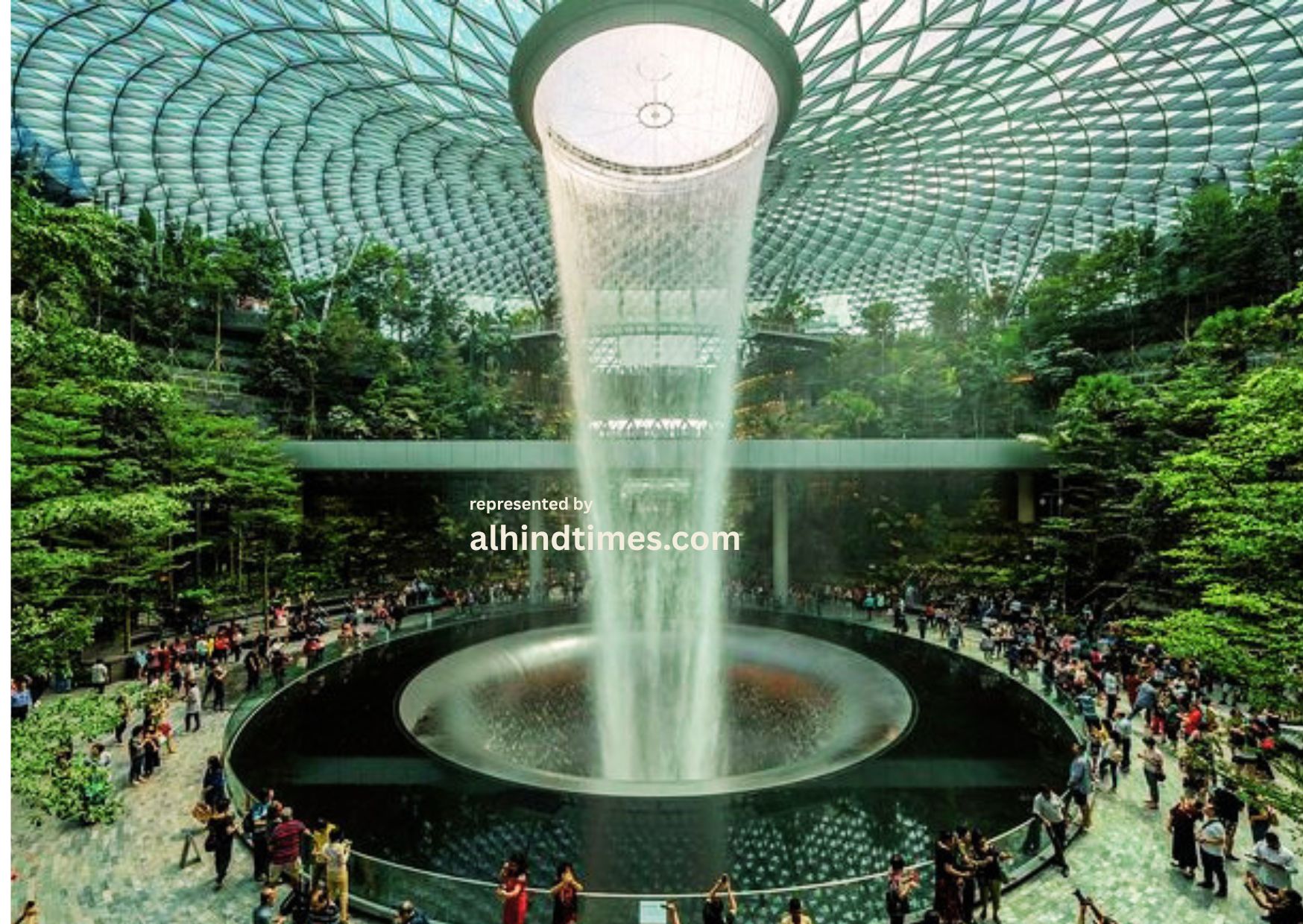 Singapore Changi Airport featuring Jewel Changi indoor waterfall and world-class aviation attractions.