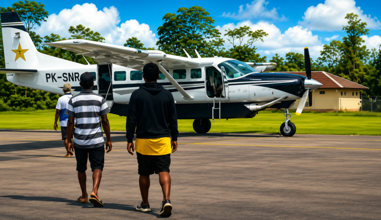 Smart Air aircraft at Korowai Batu Airport in South Papua after an armed attack.