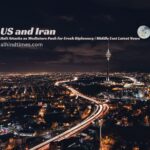 US and Iran diplomatic representatives with peace negotiations and Middle East map in the background