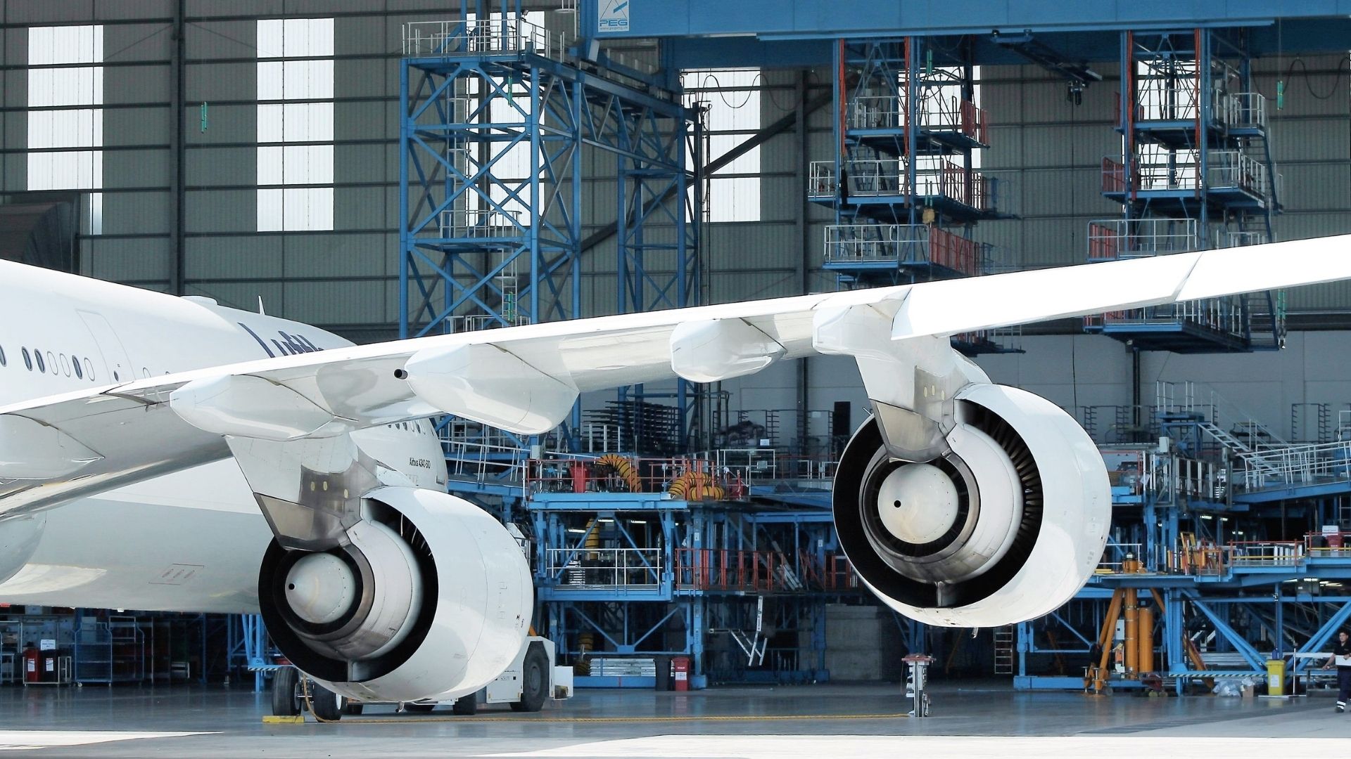 Aircraft engine health monitoring dashboard displaying real-time engine performance analytics.